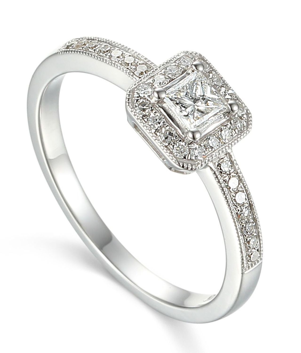 Pierścionek złoty DIAMENT białe złoto, diamenty, kwadrat, zaręczynowy. Pierścionki zaręczynowe. 38150R001-G1Q3.jpg